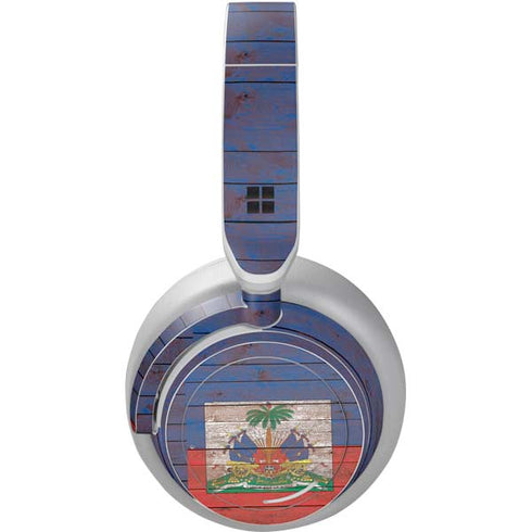 Haiti Flag Dark Wood Surface Headphones Skin